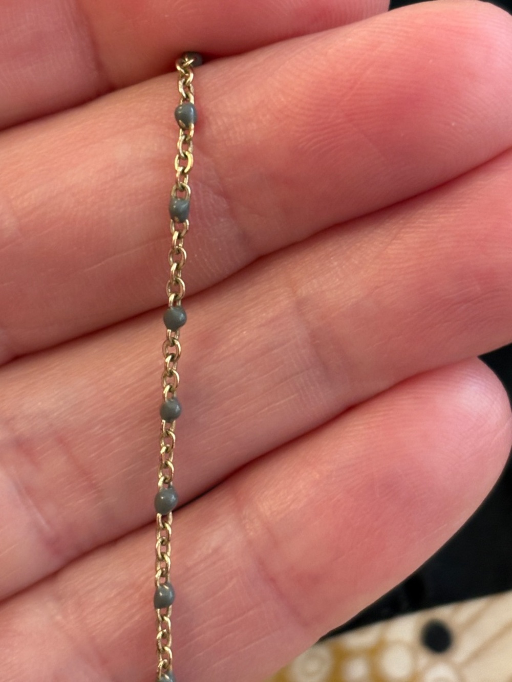 Handmade Tiny Disc Necklace with Blue Embelishment - Picture 7 of 7